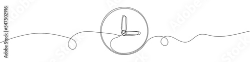 Clock in continuous line drawing style. Line art symbol of time. Vector illustration. Abstract background