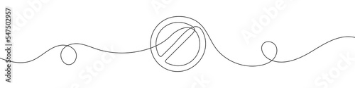 Prohibition sign in continuous line drawing style. Line art of the STOP symbol. Vector illustration. Abstract background