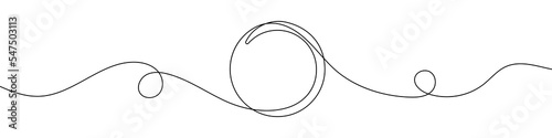 Round frame in continuous line drawing style. Line art of round frame. Vector illustration. Abstract background