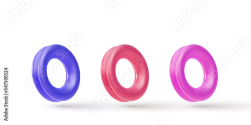3d set piercing jewelry, metal pierce rings. Vector illustration.