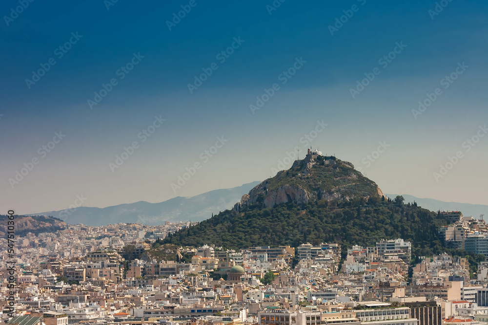 close view of Athens city and the monastery, Greece