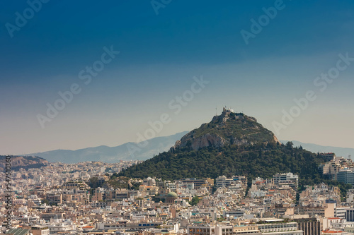 close view of Athens city and the monastery, Greece