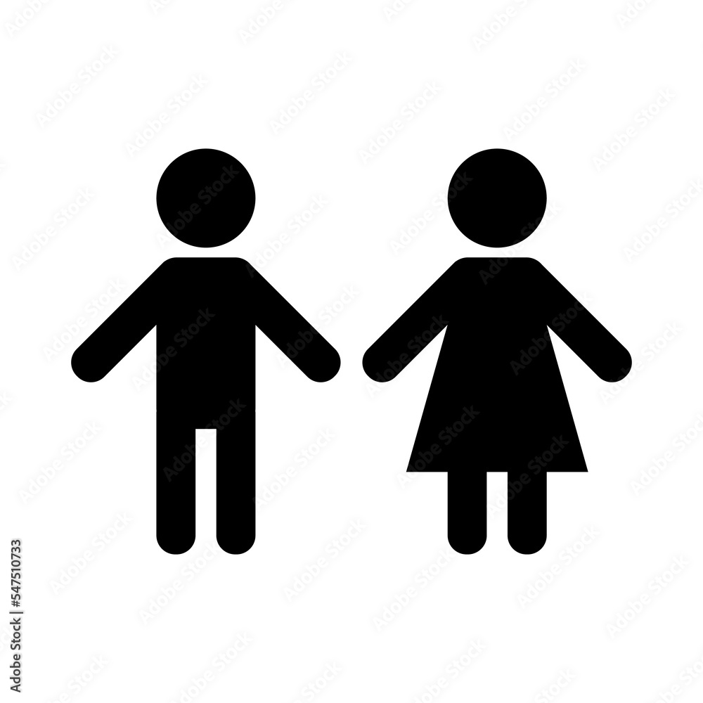 Simple basic sign icon male and female toilet. Vector illustration Simple basic sign icon male and female toilet. Vector illustration