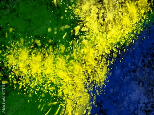 video, ink in motion, with colors, flag of brazil