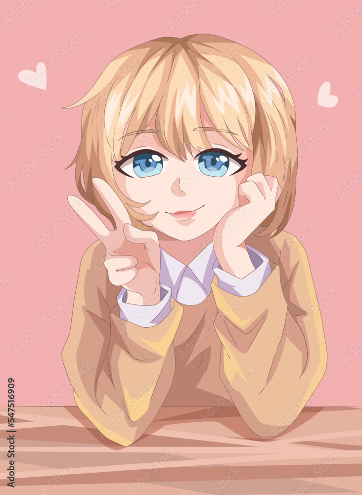 anime girl with blonde hair anime style character vector illustration design anime girl with blonde hair anime style character vector illustration design