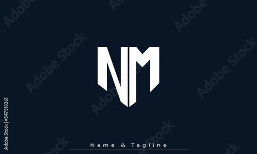 Alphabet letters Initials Monogram logo NM , MN
