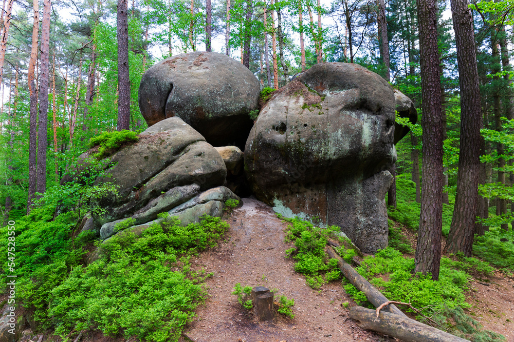 Beautiful sandstone Rocks in Czech Paradise, clear green Nature, Mala Skala, Little Rock, Czech Republic Beautiful sandstone Rocks in Czech Paradise, clear green Nature, Mala Skala, Little Rock, Czech Republic