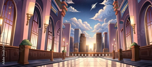Art for anime series. City. SunSet. AI generated art illustration. #547528706