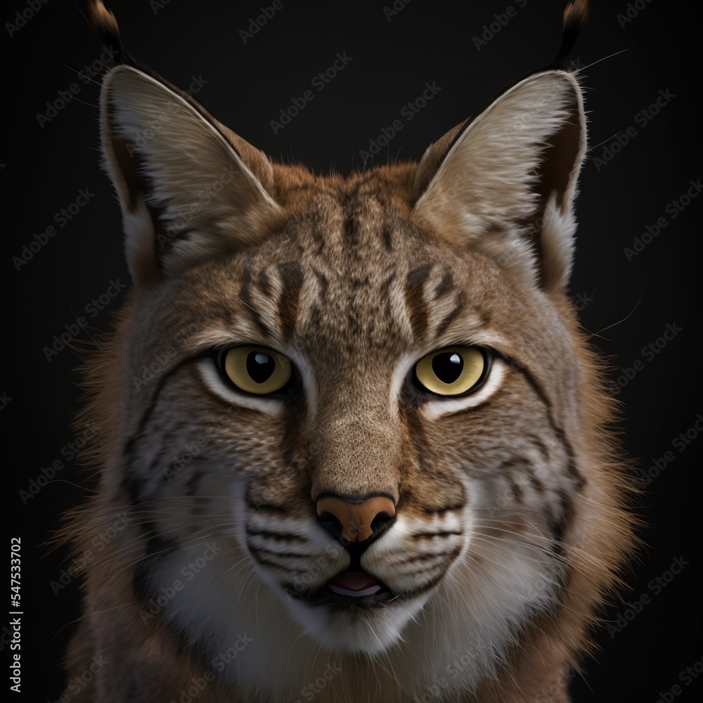 Perfekter Luchs isoliert auf schwarzem Hintergrund Perfekter Luchs isoliert auf schwarzem Hintergrund
