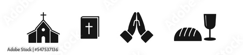 Church icon. Bible symbol. Communion icons. Prayer sign. Christian symbols. Christ Church. Vector sign.
