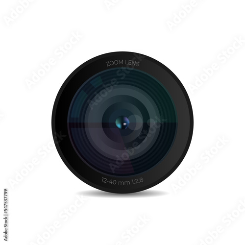 Camera lens on a white background. Vector illustration.