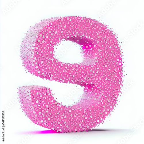 Pink sugar sprinkle number Isolated on white background 3D Rendering