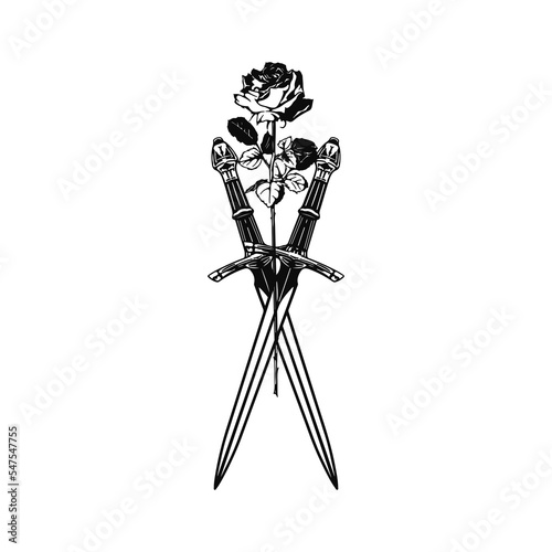 vector illustration of sword and rose
