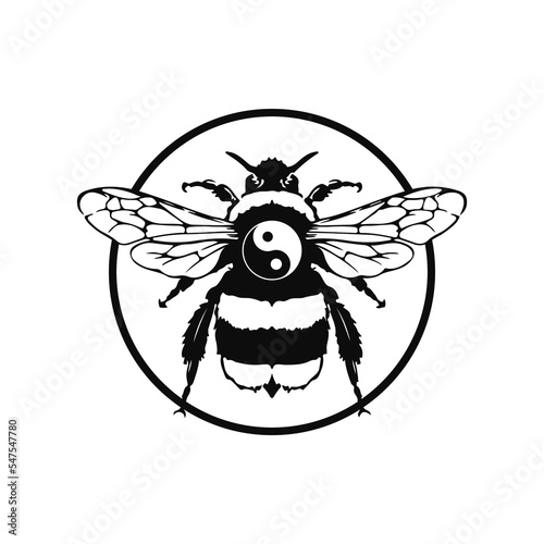 vector bee with yin yang symbol