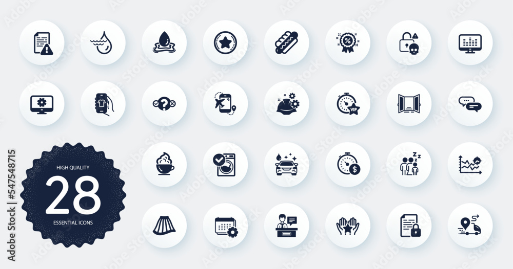 Set of Business icons, such as Washing machine, Skirt and Discount flat icons. Delivery, Seo analysis, Flight destination web elements. Car wash, Instruction manual, Exhibitors signs. Vector Set of Business icons, such as Washing machine, Skirt and Discount flat icons. Delivery, Seo analysis, Flight destination web elements. Car wash, Instruction manual, Exhibitors signs. Vector