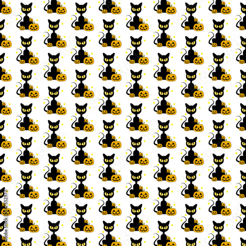 black cat pumpkin pattern background wallpaper
