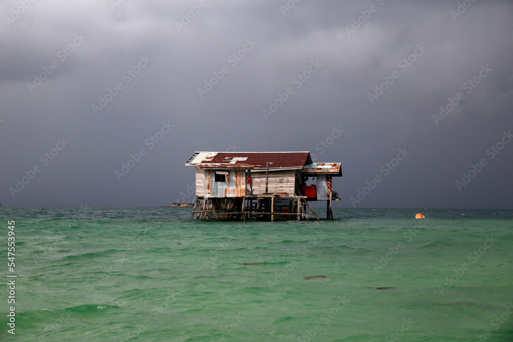 Floating house, Gaya island, Kota Kinabalu, Malaysia