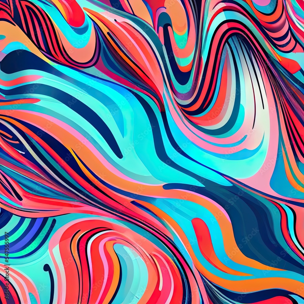 Abstract sinusoidal lines on a colorful chaotic background with fluid arrangement. Abstract sinusoidal lines on a colorful chaotic background with fluid arrangement.