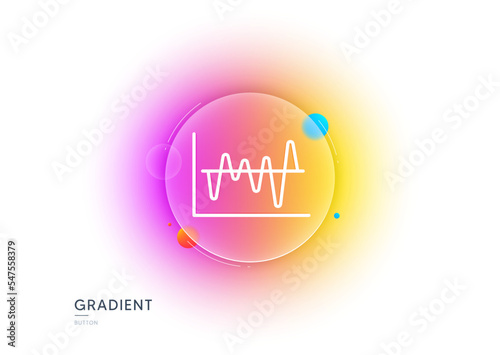 Investment chart line icon. Gradient blur button with glassmorphism. Economic graph sign. Stock exchange symbol. Business finance. Transparent glass design. Stock analysis line icon. Vector
