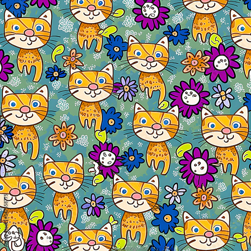 Ditsy cats pattern
