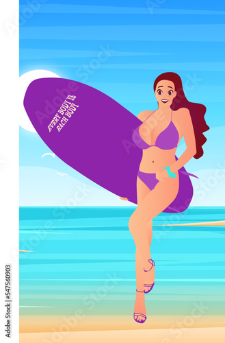 Attractive young girl holding a boogie board at the beach with a creamy background.
