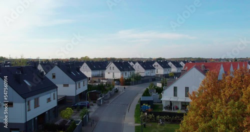 panoramic aerial view of suburban houses