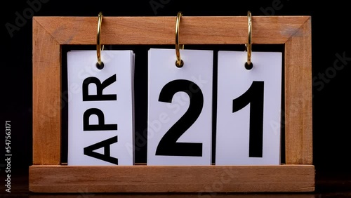 4k Stop motion calendar year January to December on black background. Concept of happy new year 2022-2023-key frame