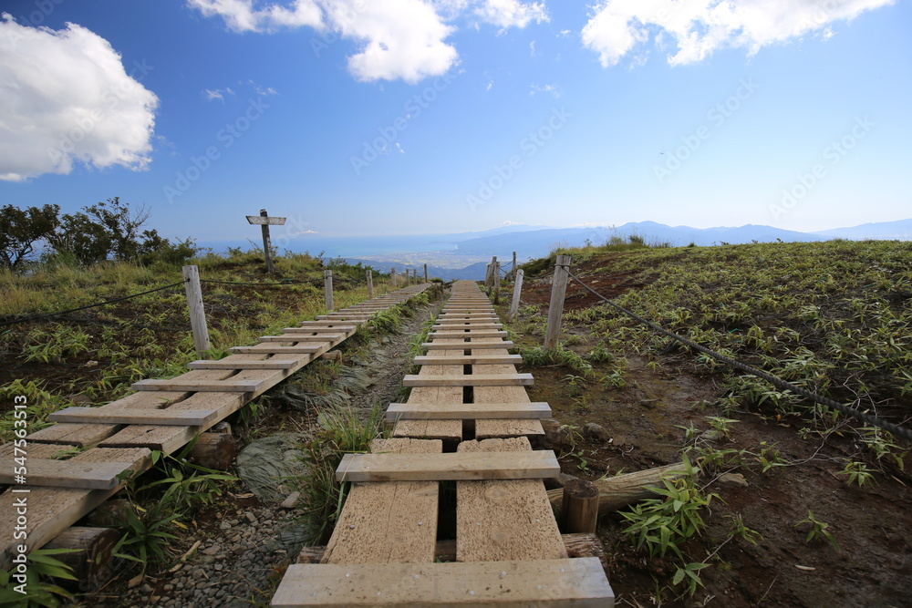 Fototapeta premium 丹沢 花立山荘上の天国の木道