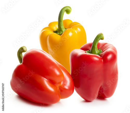 Obraz na płótnie Paprika red and yellow on a white background. Isolate w salonie