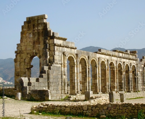 Ruins of the Basilica of Volubilis - a partly excavated Berber-Roman city in Morocco near Meknes, considered the ancient capital of Mauretania
