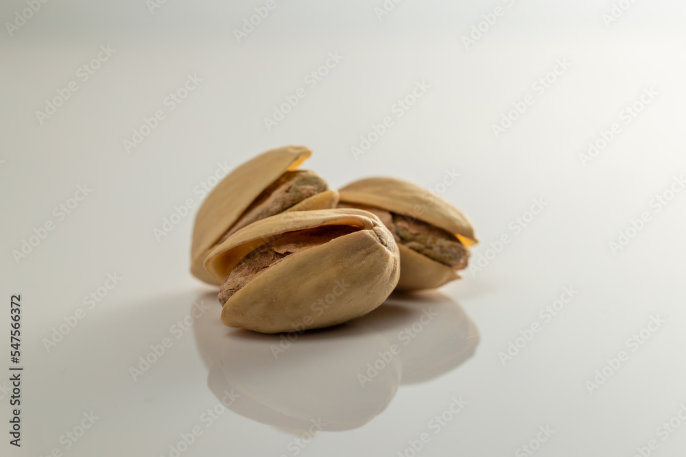 pistachio nuts on white background