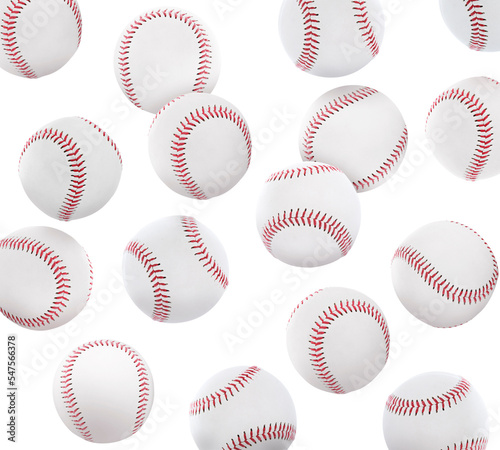 Set with baseball balls on white background