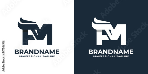 Letter FM Bull Logo, suitable for any business related to bull with FM or MF initials.
