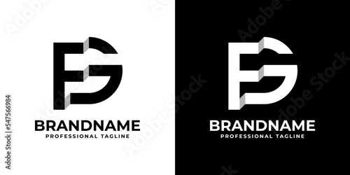 Letter FG or GF Monogram Logo, suitable for any business with FG or GF initials.