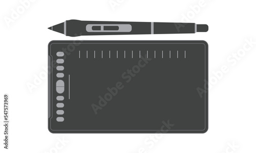 Digitizer graphic tablet and pen with stylus flat icon and illustration vector .