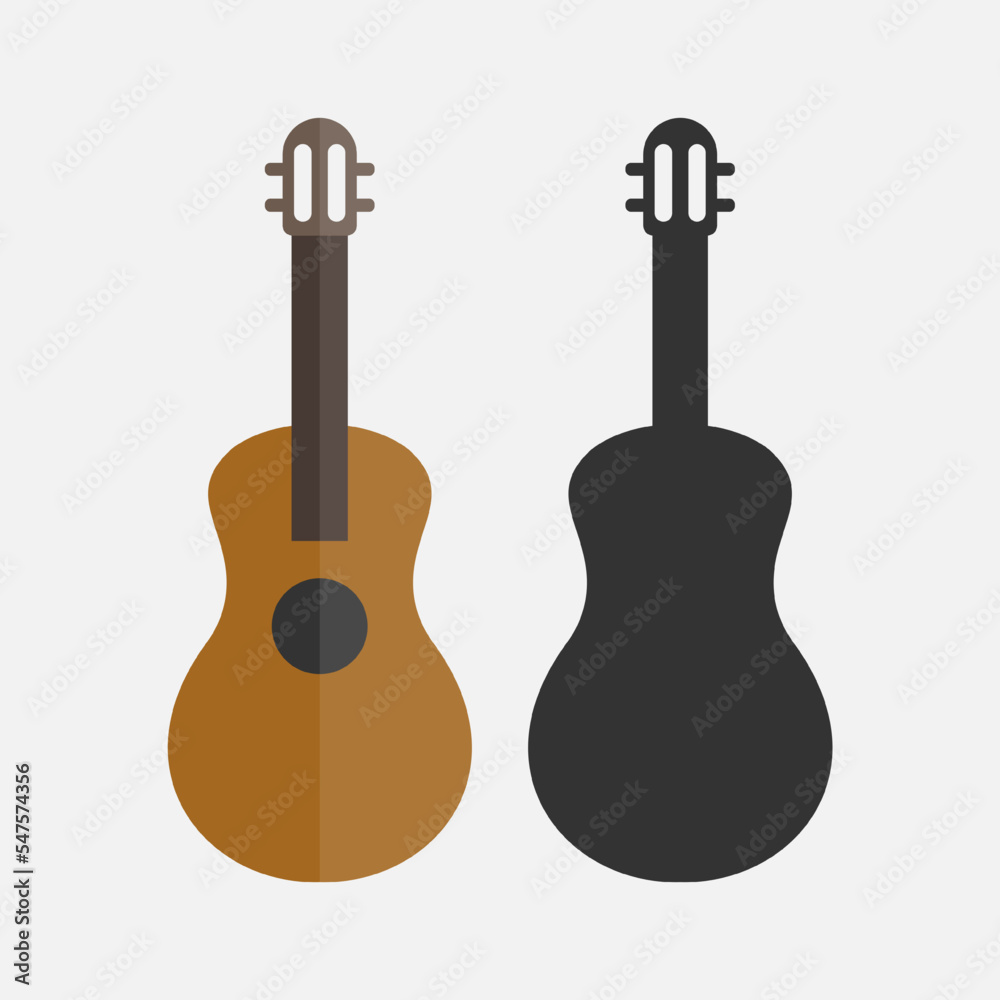 Naklejka premium Acoustic guitar icon. Flat illustration of acoustic guitar. - Vector.