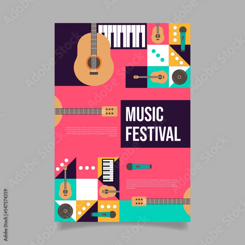 Flat music festival invitation template. - Vector.