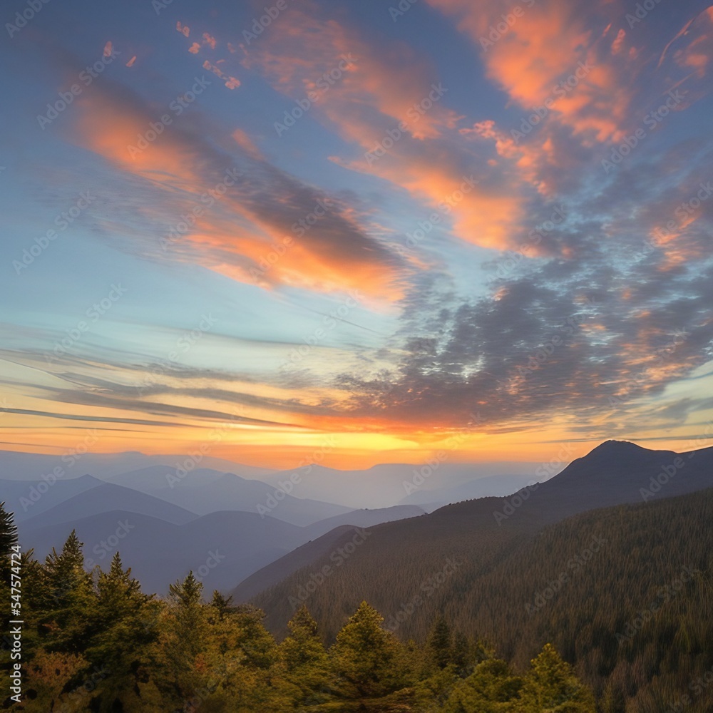 sunset in the mountains