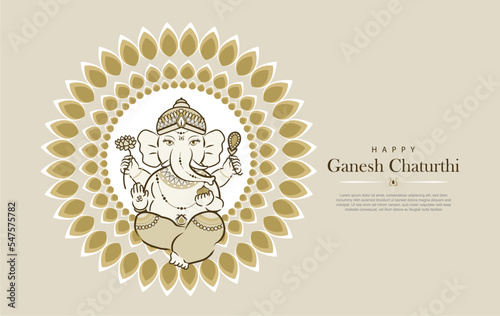 Illustration of Lord Ganpati. Ganesh Chaturthi greeting. flat design.