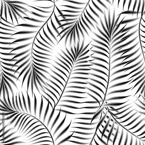  palm foliage seamless pattern on white background. tropical coconut leaves seamless background. fashionable prints texture. nature decorative. jungle wallpaper. Beach summer trendy illustration. fall