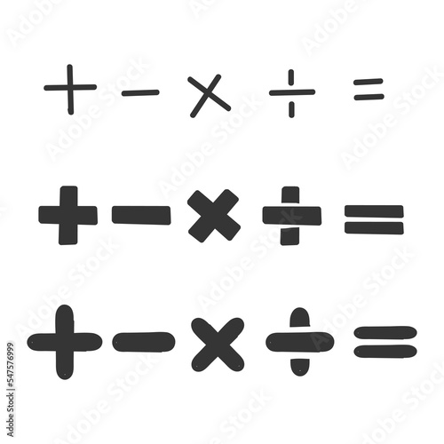 hand drawn doodle Mathematical symbols collection isolated