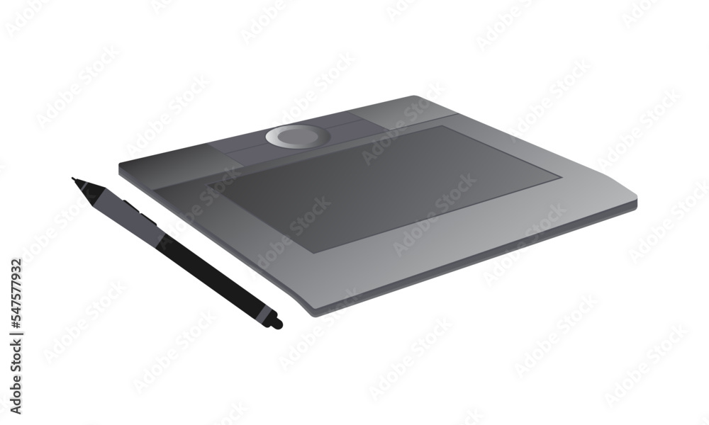 Tablet pad vector image and drawing pen. Tablet pad vector image and drawing pen.