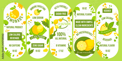 Lemonade drink label for package design set