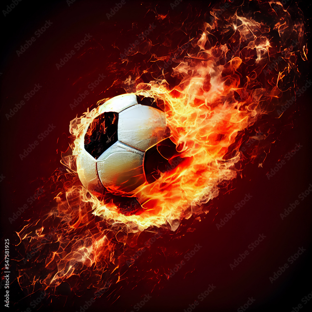 Naklejka premium soccer ball in fire