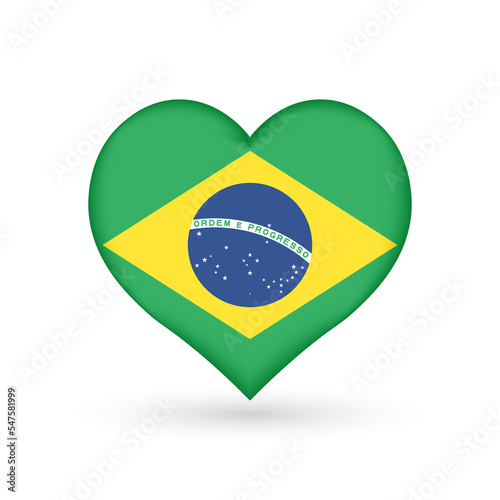 Heart symbol, flag of Brazil, vector illustration