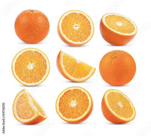 Set of orange fruit isolated on transparent png Fototapet
