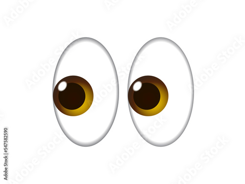 Pair of pervy or shifty eyes icon, glancing slightly to the left on transparent background