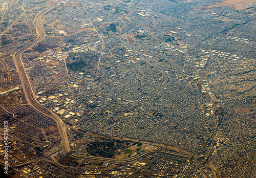 aerial view of El Paso, Texas, the border to Mexico and Ciudad Juárez, Mexico photo