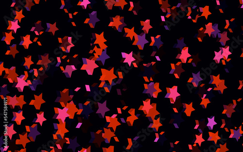 Dark Pink, Yellow vector background with colored stars.