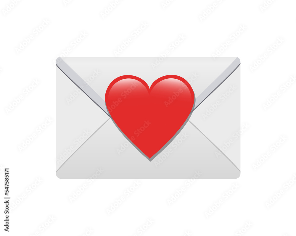 Back of white envelope icon and sealed with red heart on transparent background Back of white envelope icon and sealed with red heart on transparent background